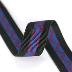 1 1/4 inch (32mm) Wide Black Purple and Blue Wave Elastic Band,Waistband Elastic-1 Yard