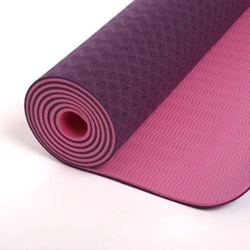 6mm Yoga Mat Non Slip TPE Exercise Mat - Plum