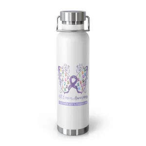 All Cancer Awareness Filigree Butterfly Copper Vacuum Insulated Bottle, 22oz - Several Colors Available