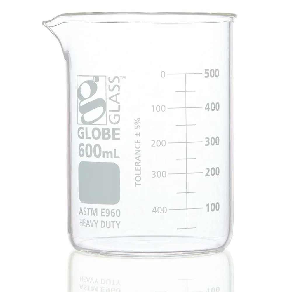 Beaker, Globe Glass, 600mL, Low Form