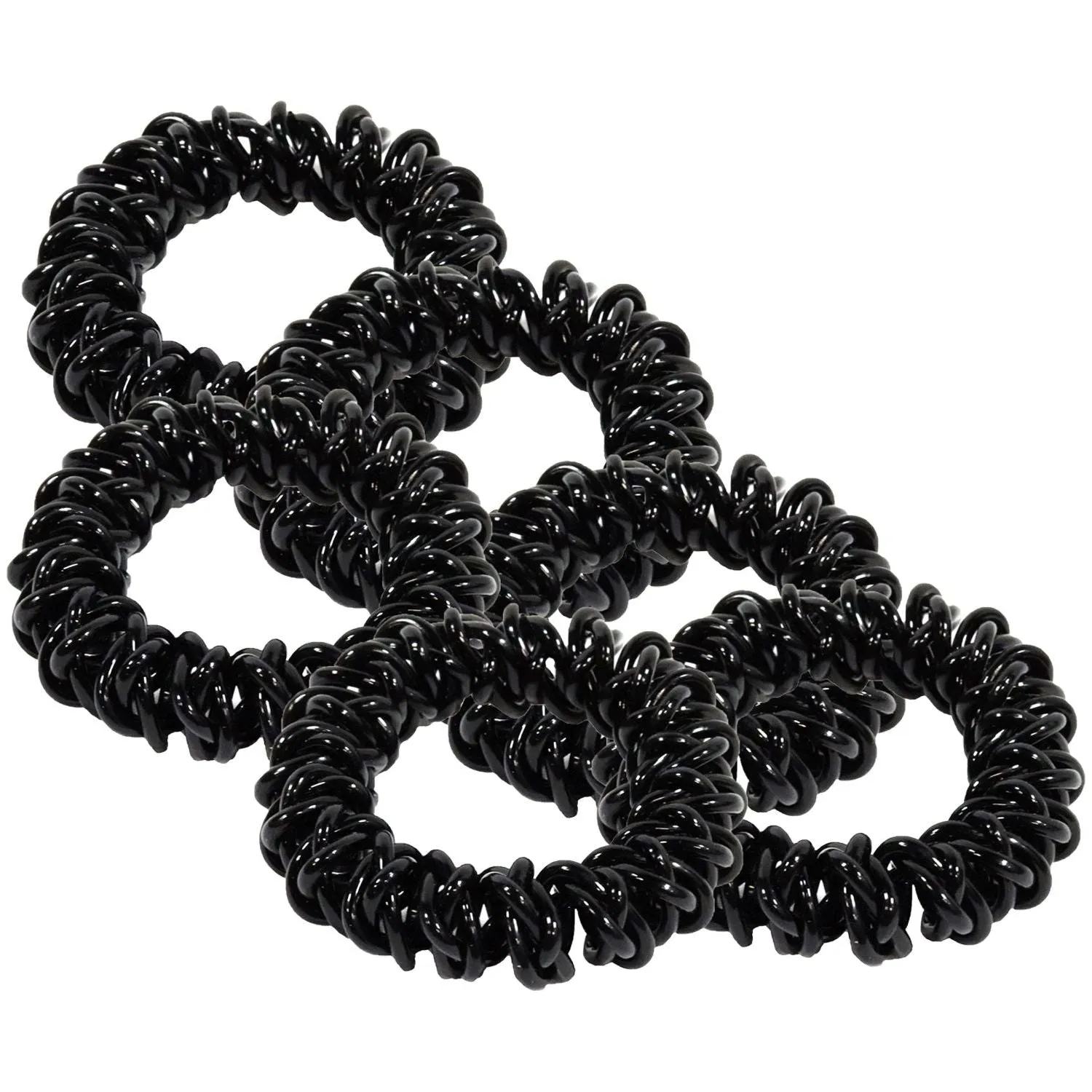 Black Spiral Hair Ties - 6 Pack