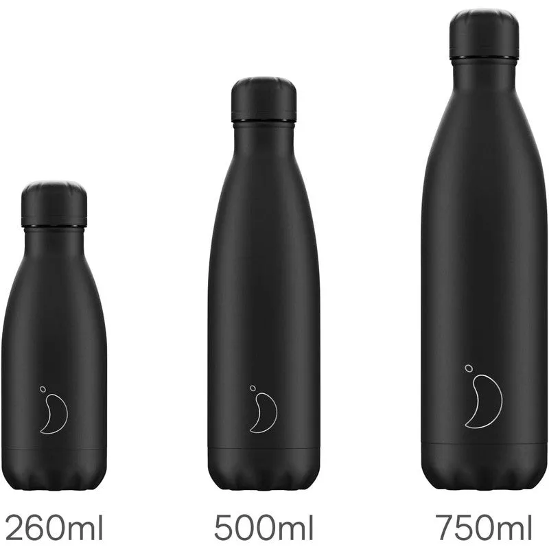 Chilly’s Mono Black Bottle - 500ml or 750ml