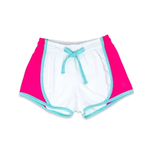 Elise Shorts | White, Power Pink & Turquoise  (5-6, 7-8, 9-10, 11-12)