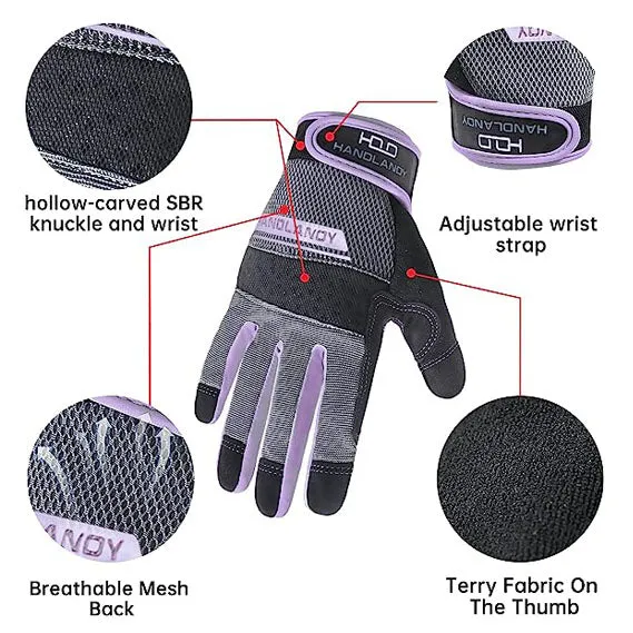 Handlandy Men Women Mechanic Working Gloves Spandex Touch Screen 6035