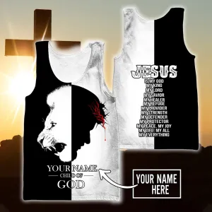 Jesus Lion Child Of God Black And White Color Jesus Unisex Tank Top - Christian Tank Top For Men