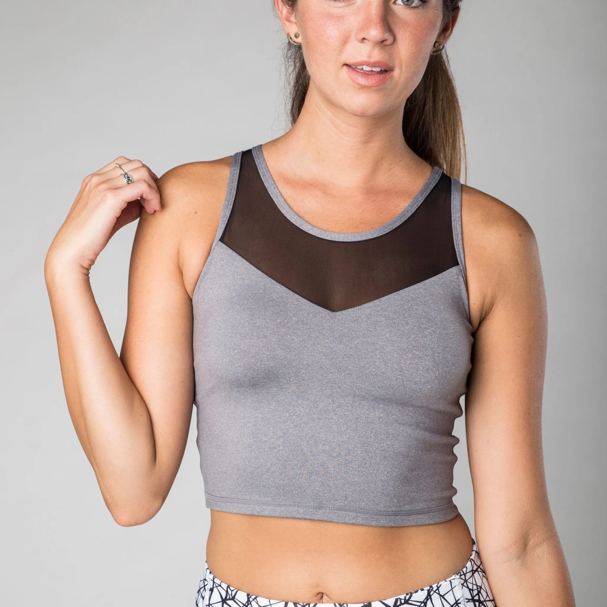 Mesh Crop Top - Gray