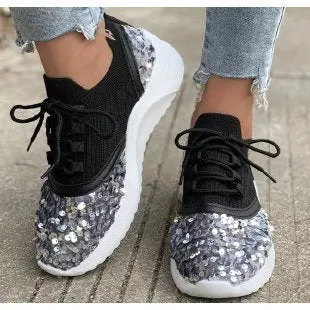 Owlkay Autumn Women's Fashionable Comfortable Sequin Casual Sports Shoes