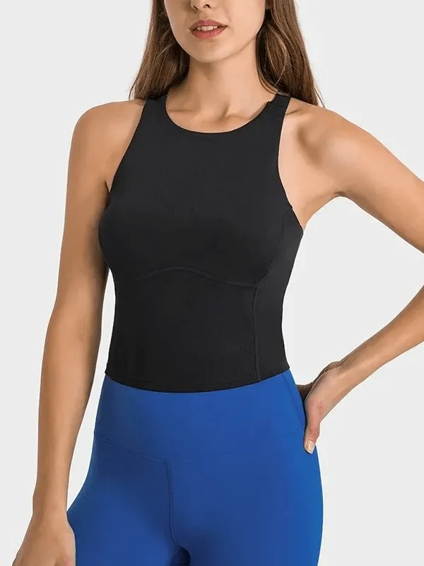 Sports Elastic Women's Tank Top with Built-in Bra - SF1810