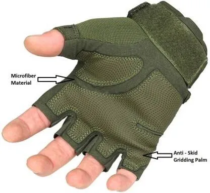 Tactical Gloves Military Hiking Mountain Motorcycle Biking Camping Gloves Fingerless Half Finger Men Women Work Outdoor Gloves (Special for Gym) (Free Size |Green)