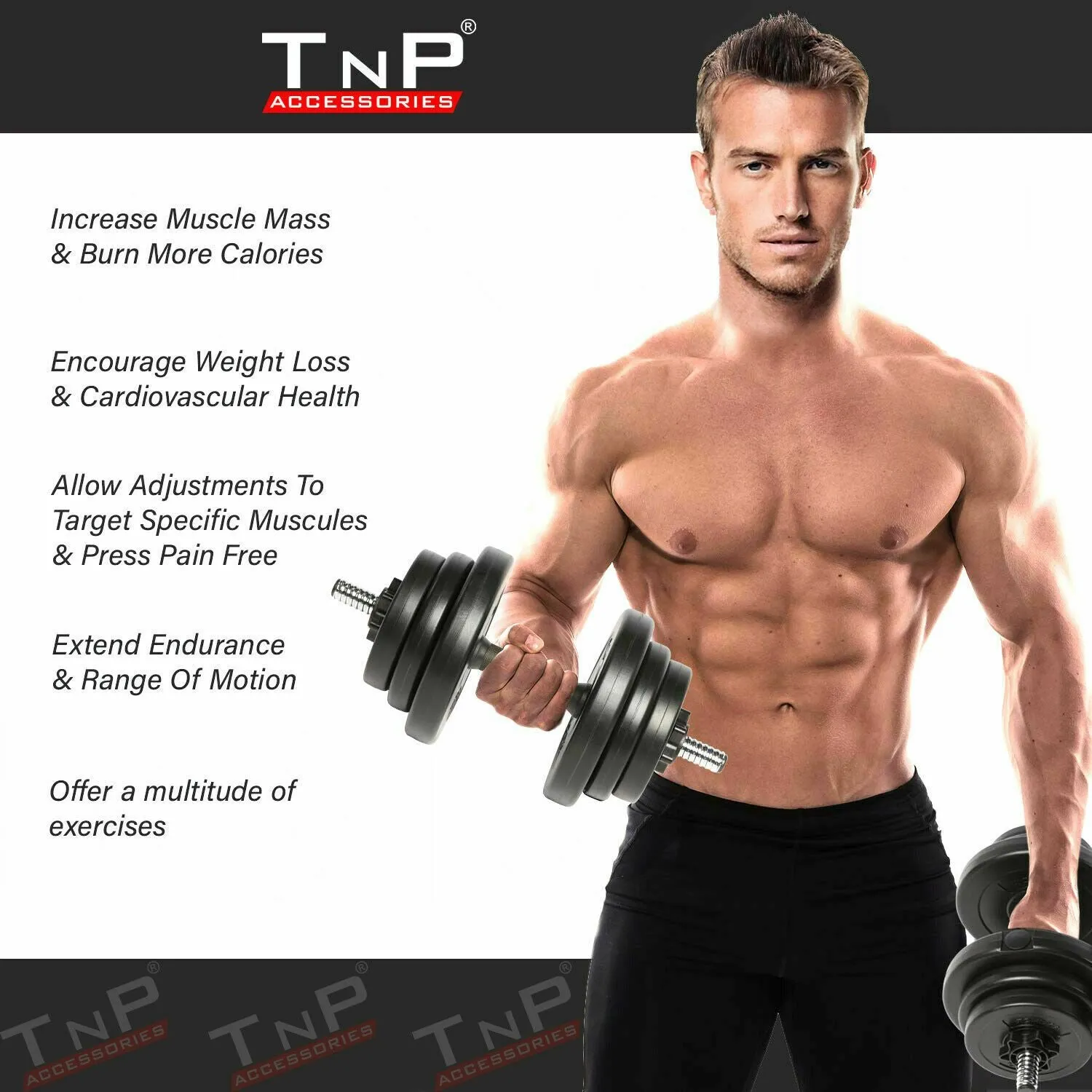 TnP Accessories 40Kg Adjustable Dumbbell Set With Plastic Handle