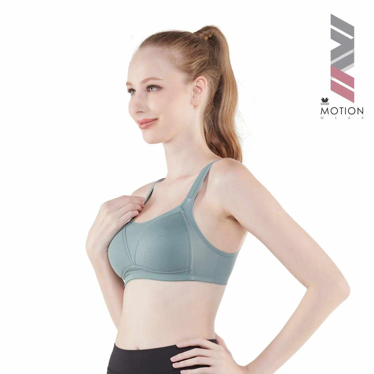 Wacoal Motion Wear สปอร์ตบรา รุ่น WR1485 สีเขียวออกเทา (GV)